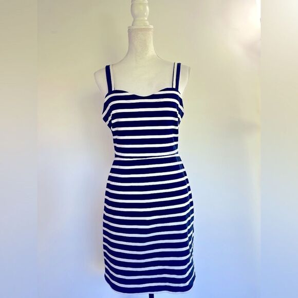 OLD NAVY MARINER NAUTICAL STRIPE SLEEVELESS MIDI DRESS SIZE M - Picture 3 of 14